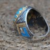 Men's Handmade Ring, Yemeni Ring, Turquoise Ring, Turkish Handmade Silver Men's Ring, Ottoman Men's Ring, Gift for Him, 925k Sterling Silver