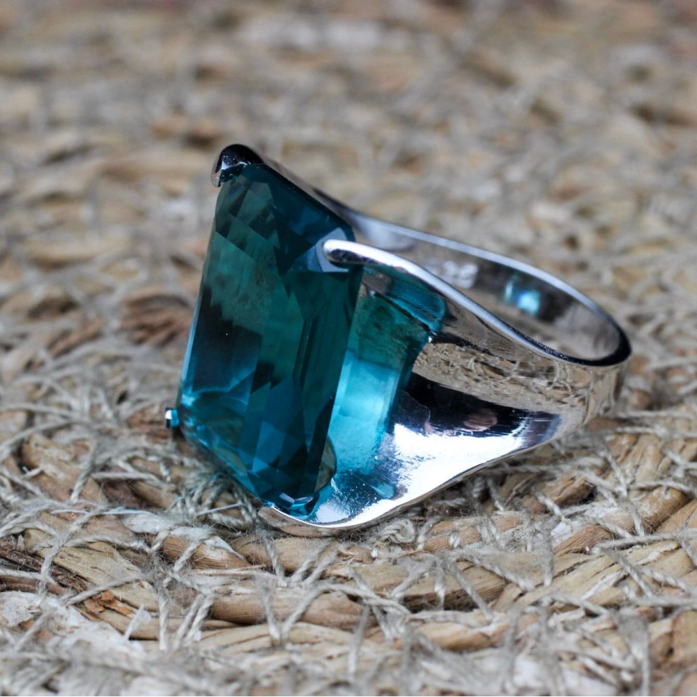 London Topaz Ring, Ladies Ring, Handmade Women's Ring, Authentic Ring, Turkish Handmade Ring, Ottoman Women's Ring, 925k Sterling Silver