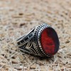 Men's Agate Ring, Handmade Ring, Turkish Handmade Silver Men Ring, Ottoman Men Ring, Men's Jewelry, Gift for Him, 925k Sterling Silver Ring