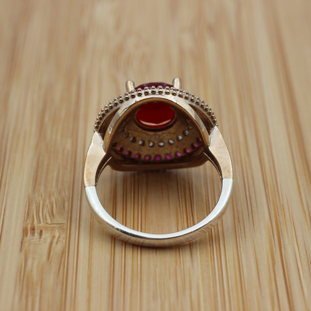 Ruby Ring, Handmade Women's Ring, Turkish Handmade Ring, Authentic Ring, Ottoman Ring, Ladies Ring, 925k Sterling Silver, Gift For Her,