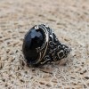 Turkish Handmade Silver Men's Ring, Men's Handmade Ring, Yemeni Men's Ring, Onyx Ring, Ottoman Ring, Gift for Him, 925k Sterling Silver,