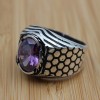 Men's Handmade Ring, Turkish Handmade Ring, Cubic Zircon, Ottoman Men Ring, Amethyst Ring, Men's Jewelry, Gift for Him, 925k Sterling Silver