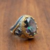 Mystic Topaz Men's Ring, Handmade Men's Ring, Turkish Handmade Ring, Silver Men's Ring, Men's Jewelry, Gift For Him, 925k Sterling Silver