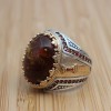 Amber Ring, Men's Handmade Ring, Ottoman Men Ring, Turkish Handmade Silver Men Ring, Men's Jewelry, Gift for Him, 925k Sterling Silver Ring