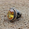 Citrine Men's Ring, Handmade Men's Ring, Turkish Handmade Silver Men Ring, Men Ring, Men's Jewelry, Gift for Him, 925k Sterling Silver Ring,