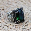 Emerald Men's Ring, Ottoman Men's Ring, Handmade Men's Ring, Turkish Mens Ring, Oval Stone, Mens Jewelry, Gift for Him, 925k Sterling Silver