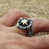 Turkish Handmade Ring, Compass Ring, Men's Handmade Ring, Anchor Ring, Onyx Ring, Men's Jewelry, Gift for Him, 925k Sterling Silver Ring
