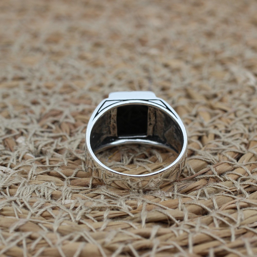 Handmade Silver Men's Ring, Onyx Men's Ring, Turkish Handmade Men's Ring, Men's Ring, Ottoman Mens Ring, Gift for Him, 925 Sterling Silver