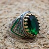 Emerald Men's Ring, Ottoman Men's Ring, Handmade Men's Ring, Turkish Handmade Men's Ring, Men's Jewelry, Gift for Him, 925 Sterling Silver