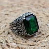 Emerald Men's Ring, Ottoman Men's Ring, Handmade Men's Ring, Turkish Handmade Men's Ring, Men's Jewelry, Gift for Him, 925 Sterling Silver