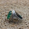 Mens Handmade Ring, Turkish Handmade Silver Men Ring, Ottoman Men Ring, Emerald Ring, Men's Jewelry, Gift for Him, 925k Sterling Silver Ring