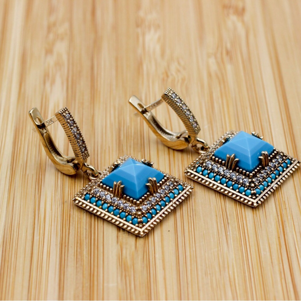 Turquoise Set, Authentic Set, Handmade Set Women, Turkish Handmade, Ladies Jewelry Set, Earring, Pendant, Ladies Set, 925k Sterling Silver