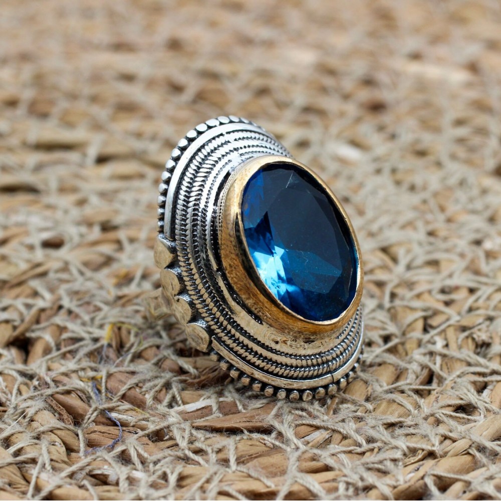 Aquamarine Ring, Turkish Handmade Ring, Silver Ladies Ring, Handmade Women Ring, Ottoman Women Ring, Boho Ladies Ring, 925k Sterling Silver,