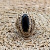 Onyx Ring, Handmade Women's Ring, Authentic Ring, Turkish Ring, Ottoman Women's Ring, Ladies Ring, 925k Sterling Silver Ring, Cubic Zirconia