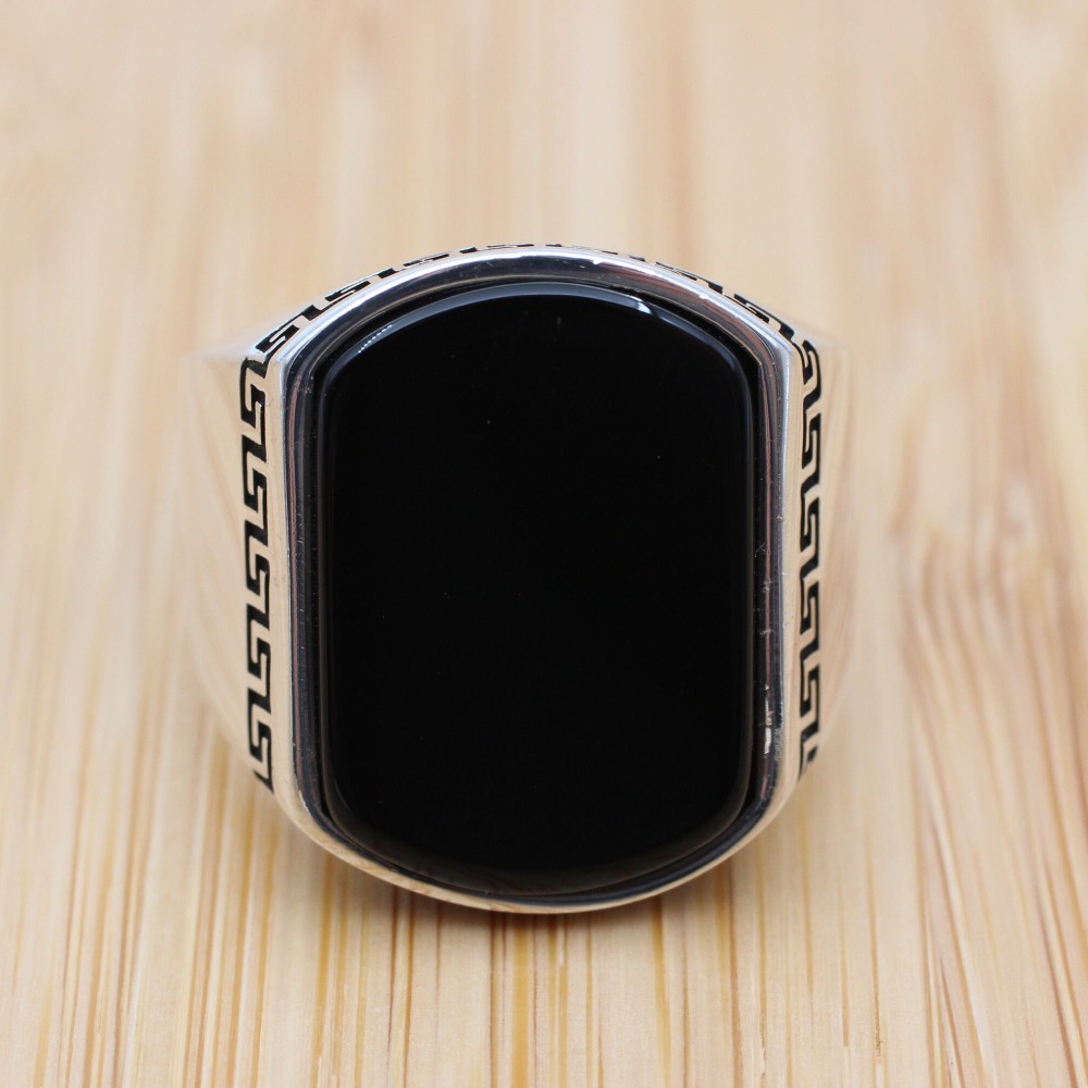 Men's Handmade Ring, Turkish Handmade Silver Men's Ring, Ottoman Men Ring, Onyx Ring, Men's Jewelry, Gift for Him, 925k Sterling Silver Ring