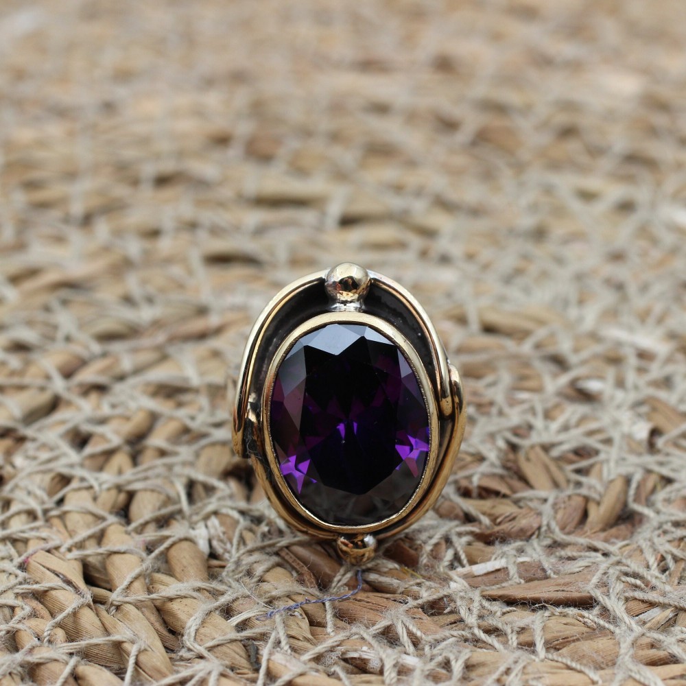 Amethyst Ring, Handmade Women's Ring, Turkish Handmade, Adjustable Ladies Ring, Ottoman Ring, Authentic, Ladies Ring, 925k Sterling Silver