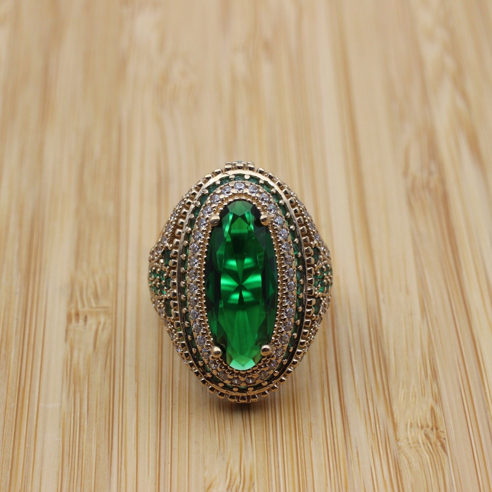 Emerald Set, Authentic Set, Handmade Women Set, Turkish Set, Ladies Jewelry Set, Ring, Earring, Pendant, Ladies Set, 925k Sterling Silver