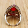Ruby Ring, Handmade Women's Ring, Authentic Ring, Turkish Ring, Ottoman Women's Ring, Ladies Ring, 925k Sterling Silver Ring, Drop Shape,