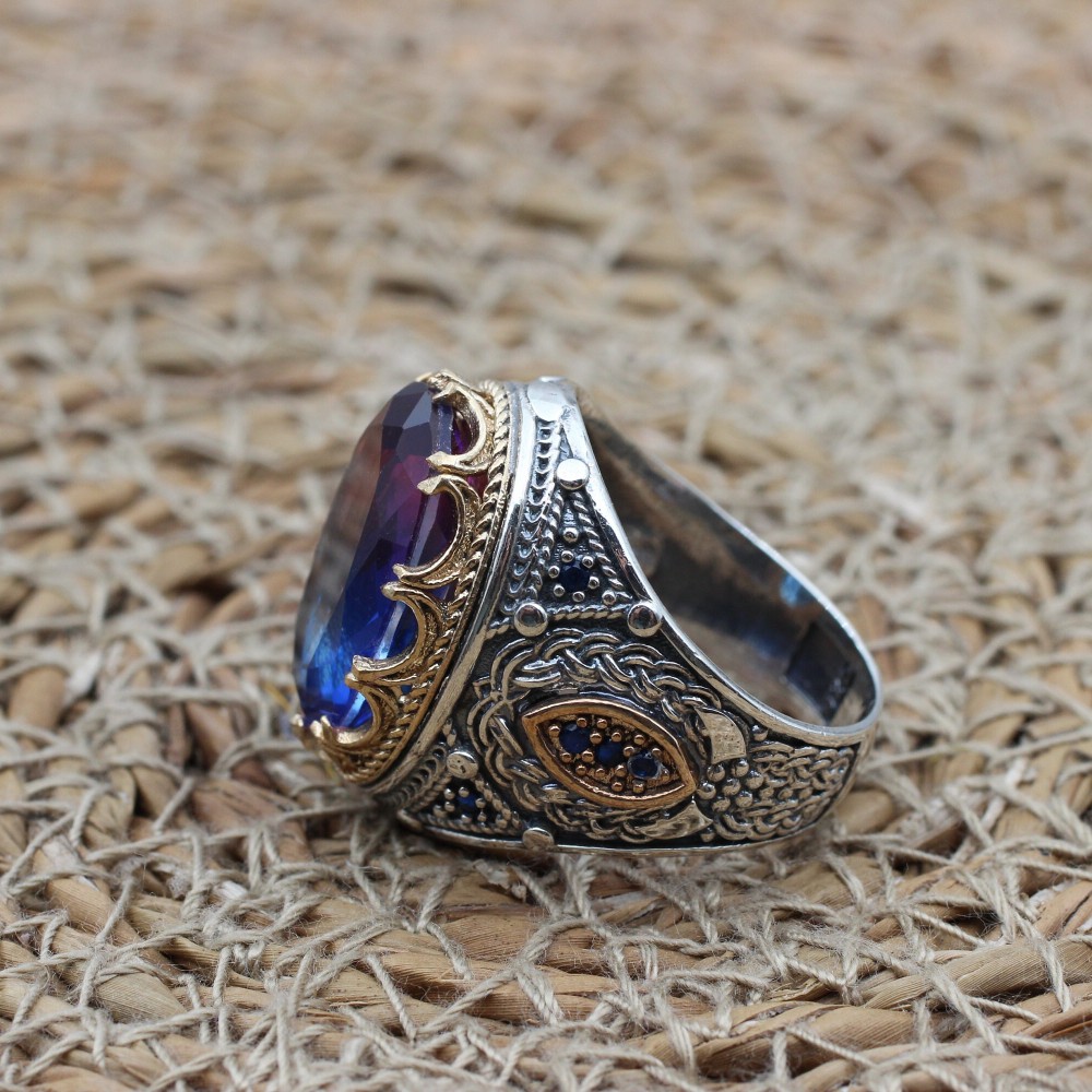 Tourmaline Men's Ring, Handmade Men's Ring, Turkish Handmade Men Ring, Ottoman Men's Ring, Men's Jewelry, Gift for Him, 925 Sterling Silver Tourmaline Men's Ring, Handmade Men's Ring, Turkish Handmade Men Ring, Ottoman Men's Ring, Men's Jewelry, Gift for Him, 925 Sterling Silver