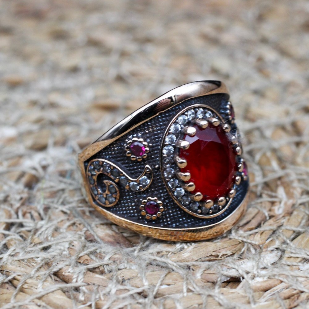 Ruby Ring, Handmade Women's Ring, Turkish Handmade Ring, Authentic Ring, Ottoman Ring, Ladies Ring, 925k Sterling Silver, Gift For Her,