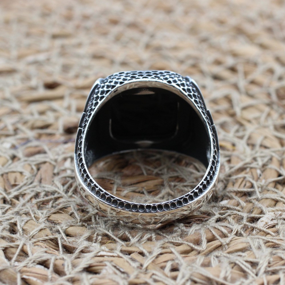 Handmade Silver Men's Ring, Onyx Men's Ring, Turkish Handmade Men's Ring, Men's Ring, Ottoman Mens Ring, Gift for Him, 925k Sterling Silver,