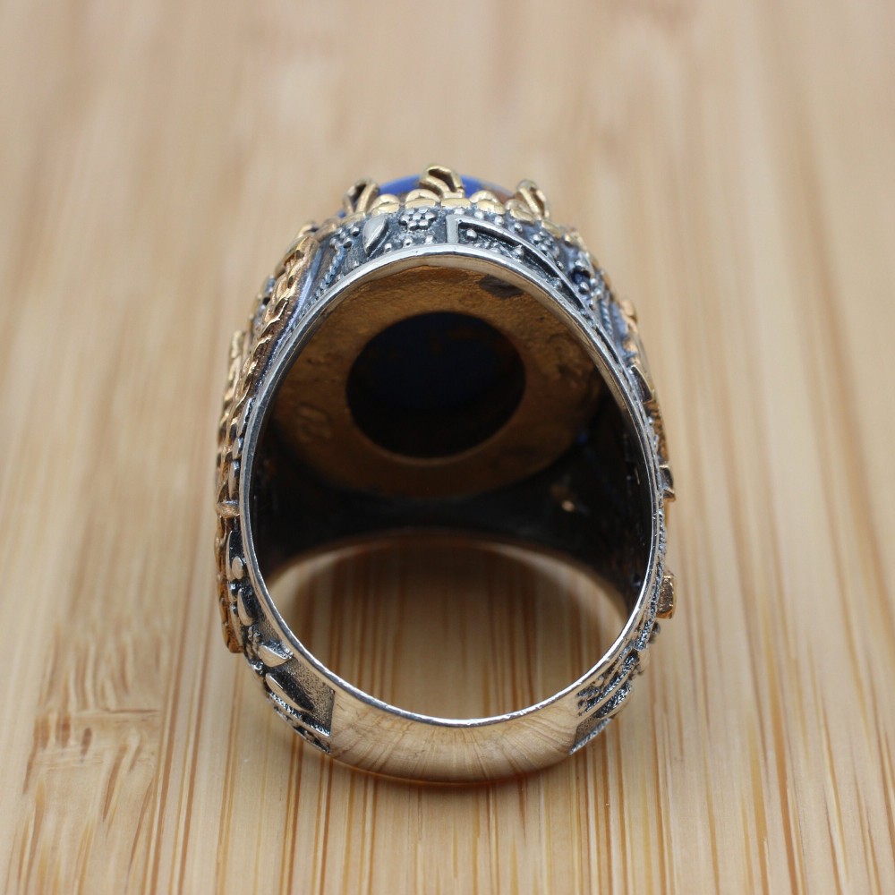 Mens Handmade Ring, Turkish Handmade Silver Men Ring, Ottoman Men Ring, Quartz Ring, Men's Jewelry, Gift for Him, 925k Sterling Silver Ring