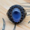 Sapphire Men Ring, Turkish Handmade Silver Men Ring, Mens Handmade Ring, Ottoman Ring, Men Jewelry, Gift for Him, 925k Sterling Silver Ring