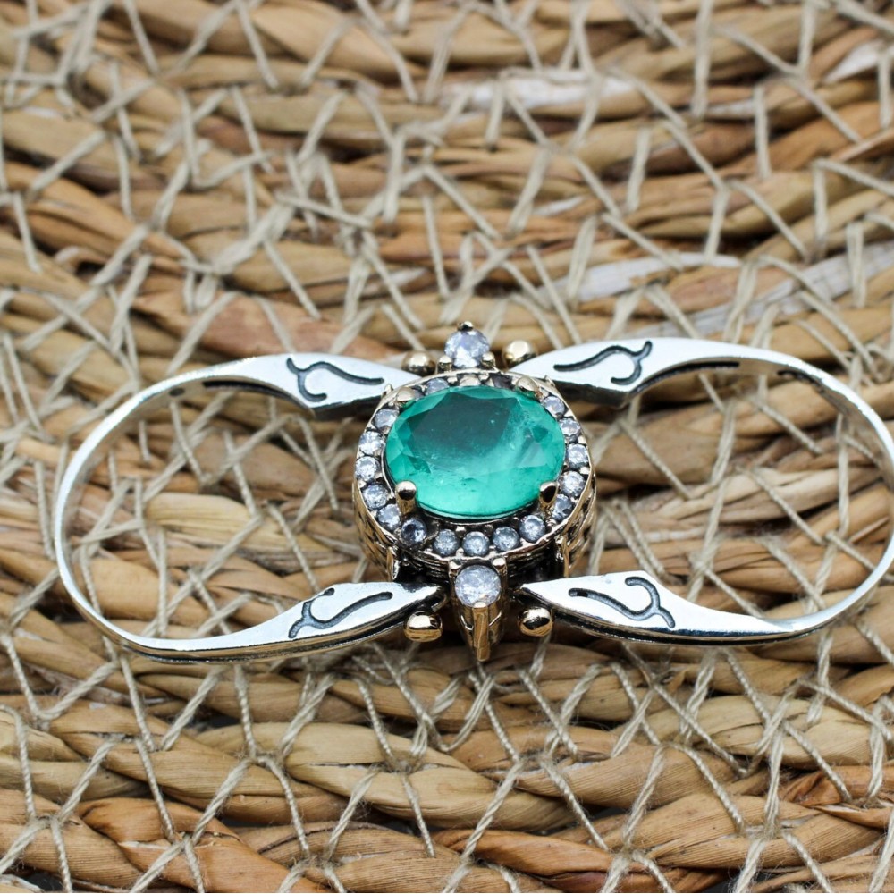 Paraiba Ladies Ring, Two Stone Ladies Ring, Ruby Ring, Handmade Women Ring, Reversible Ring, Ottoman Women's Ring, 925 Sterling Silver,