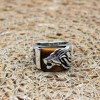 Tiger Eye Men's Ring, Lion Men's Ring, Handmade Men's Ring, Turkish Handmade Mens Ring, Men's Jewelry, Gift for Him, 925 Sterling Silver