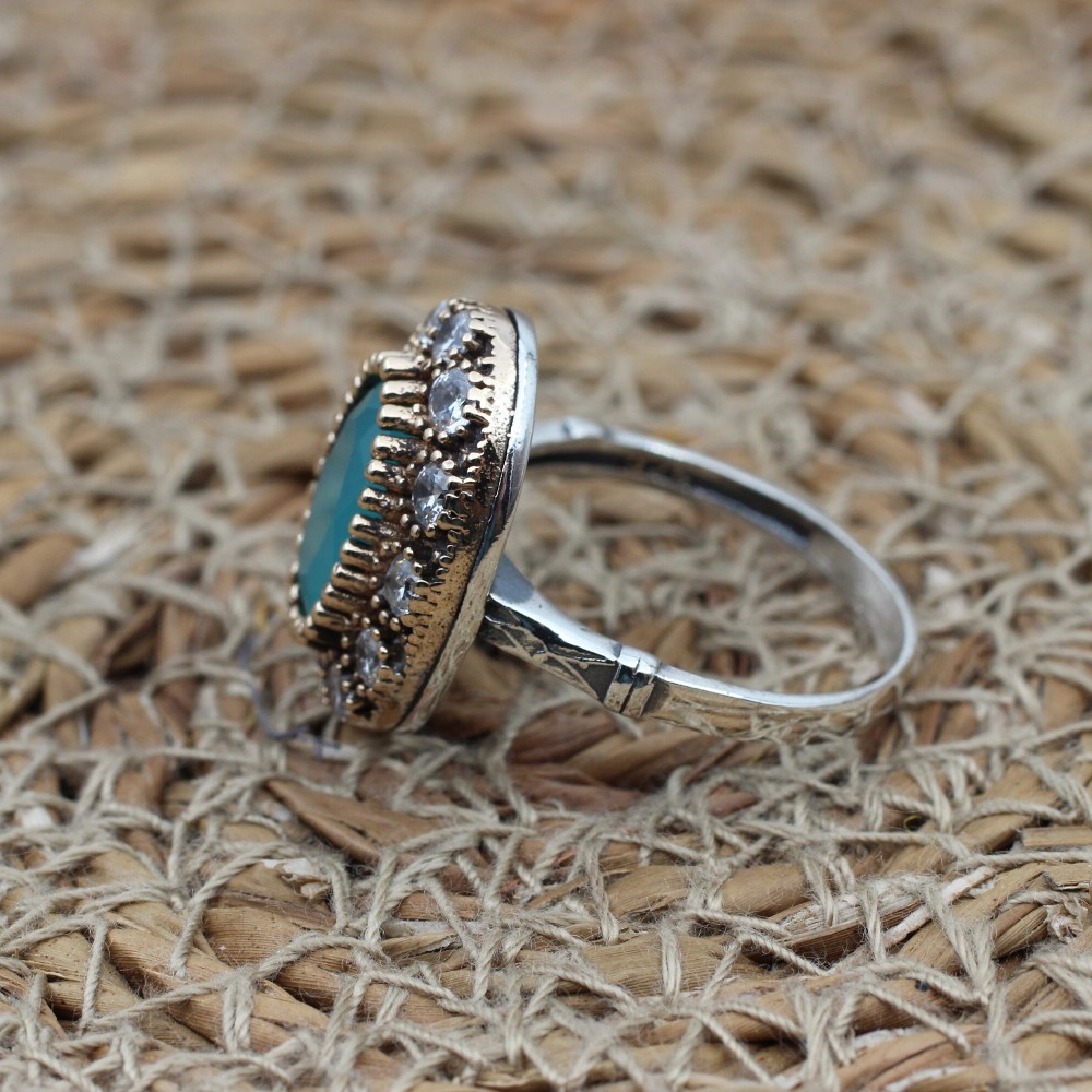 Handmade Women's Ring, Jade Topaz Ladies Ring, Turkish Handmade Ring, Ladies Ring, Ottoman Women Ring, Ladies Ring, 925 Sterling Silver Ring Handmade Women's Ring, Jade Topaz Ladies Ring, Turkish Handmade Ring, Ladies Ring, Ottoman Women Ring, Ladies Ring, 925 Sterling Silver Ring
