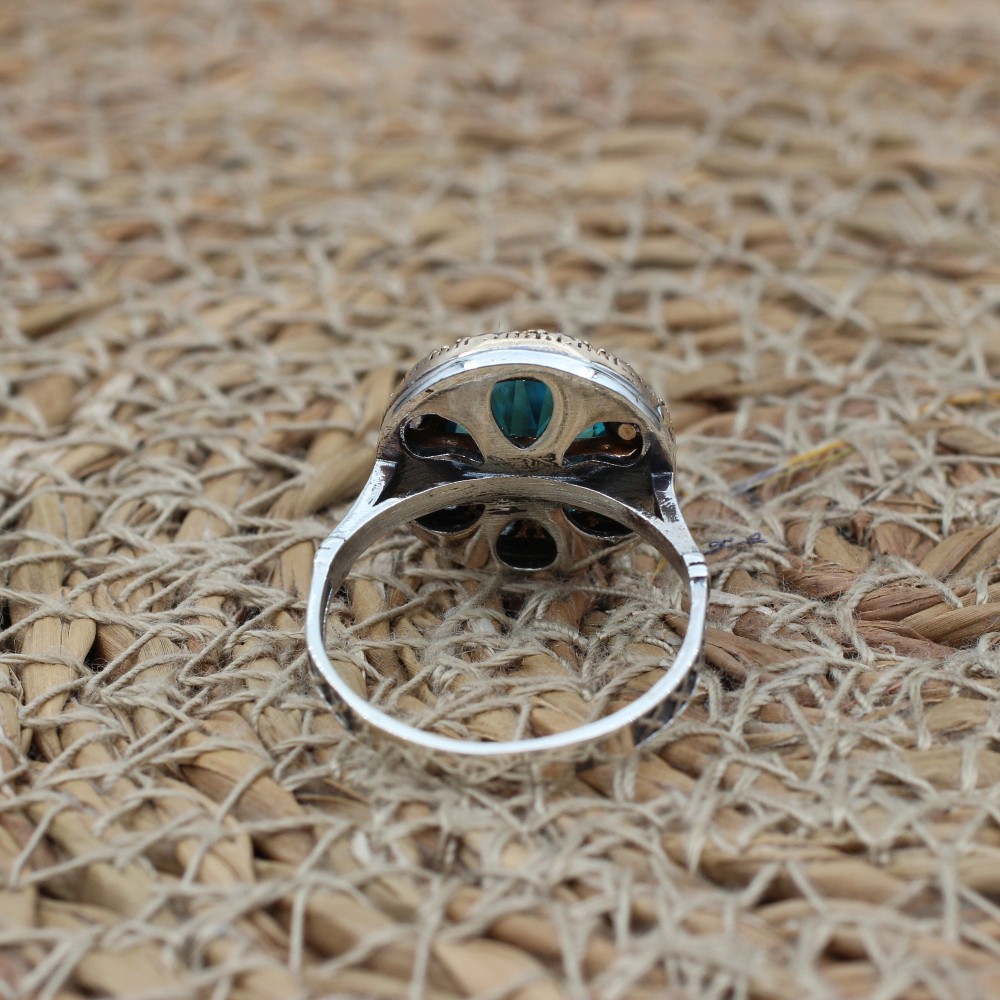 Aquamarine Ring, Handmade Women Ring, Turkish Handmade Silver Ladies Ring, Ottoman Ring, Ladies Ring, 925k Sterling Silver, Zircon Ring