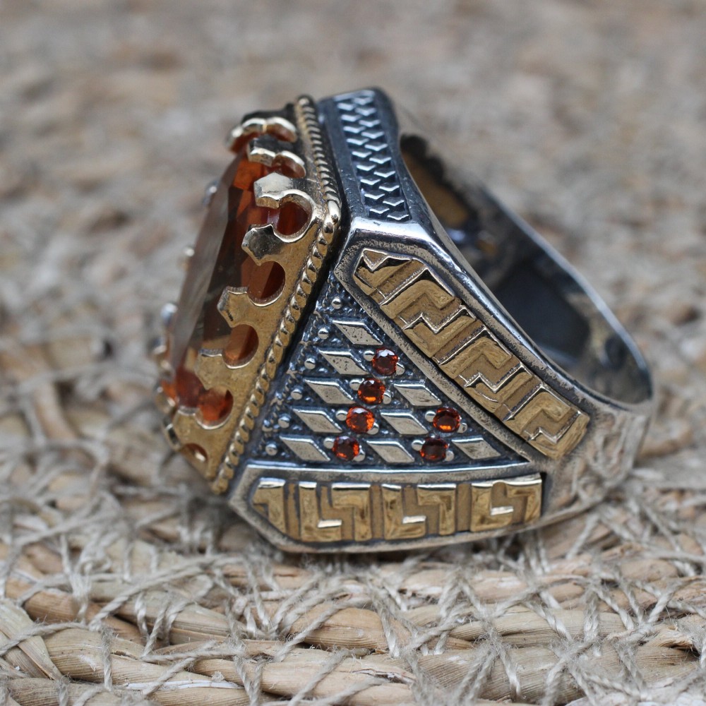 Men's Handmade Ring, Turkish Handmade Silver Men Ring, Ottoman Ring, Alexandrite Ring, Men's Jewelry, Alexandrite, 925k Sterling Silver Ring