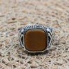 Men's Handmade Ring, Turkish Handmade Silver Men Ring, Ottoman Ring, Tiger Eye Ring, Men's Jewelry, Gift for Him, 925k Sterling Silver Ring