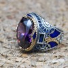 Amethyst Men's Ring, Mens Handmade Ring, Turkish Handmade Silver Men Ring, Ottoman Men Ring, Men Jewelry, Gift for Him, 925k Sterling Silver