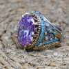 Amethyst Men's Ring, Mens Handmade Ring, Turkish Handmade Silver Men Ring, Ottoman Men Ring, Men Jewelry, Gift for Him, 925k Sterling Silver