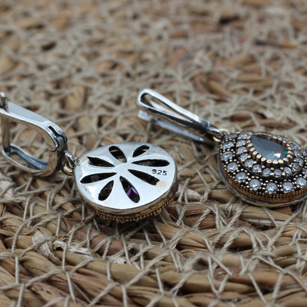 Mystic Topaz Set, Handmade Set Women, Turkish Handmade, Ladies Jewelry Set, Ottoman Set, Earring, Pendant, Ladies Set, 925 Sterling Silver