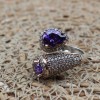 Amethyst Ring, Zircon Ring, Ladies Ring, Handmade Women's Ring, Turkish Handmade Ring, Authentic Ring, 925 Sterling Silver, Adjustable Ring,