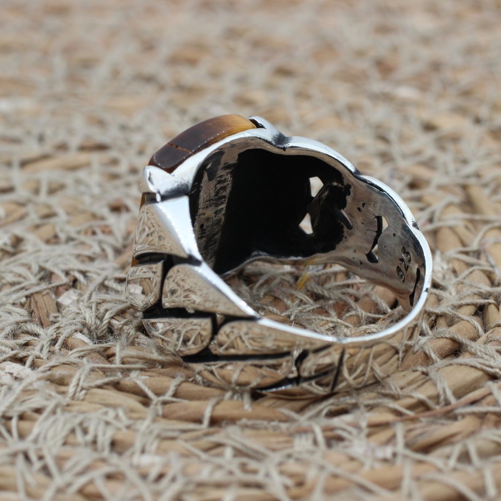 Tiger Eye Men's Ring, Ottoman Men's Ring, Handmade Men's Ring, Turkish Handmade Men's Ring, Men's Jewelry, Gift for Him, 925 Sterling Silver Tiger Eye Men's Ring, Ottoman Men's Ring, Handmade Men's Ring, Turkish Handmade Men's Ring, Men's Jewelry, Gift for Him, 925 Sterling Silver