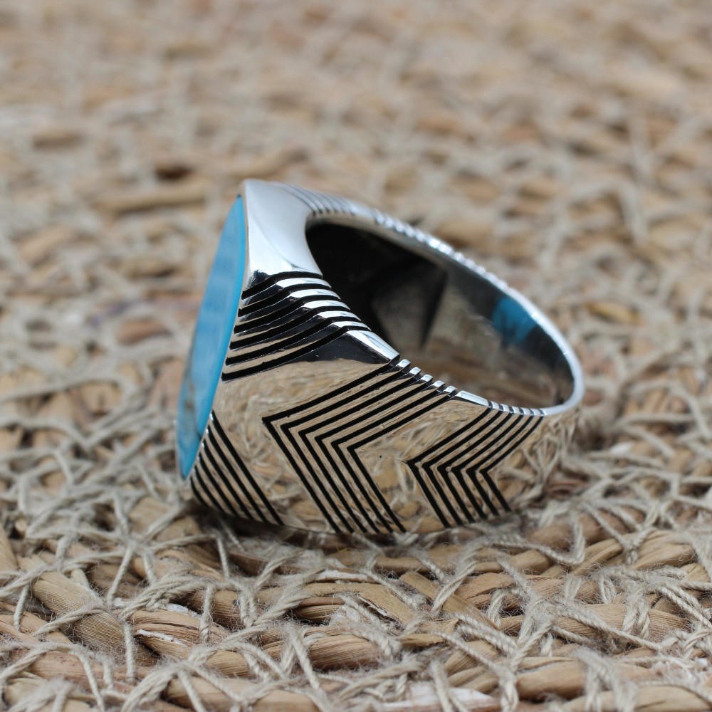 Turquoise Men's Ring, Handmade Ring, Turkish Handmade Silver Men Ring, Ottoman Ring, Men's Jewelry, Gift for Him, 925k Sterling Silver Ring Turquoise Men's Ring, Handmade Ring, Turkish Handmade Silver Men Ring, Ottoman Ring, Men's Jewelry, Gift for Him, 925k Sterling Silver Ring