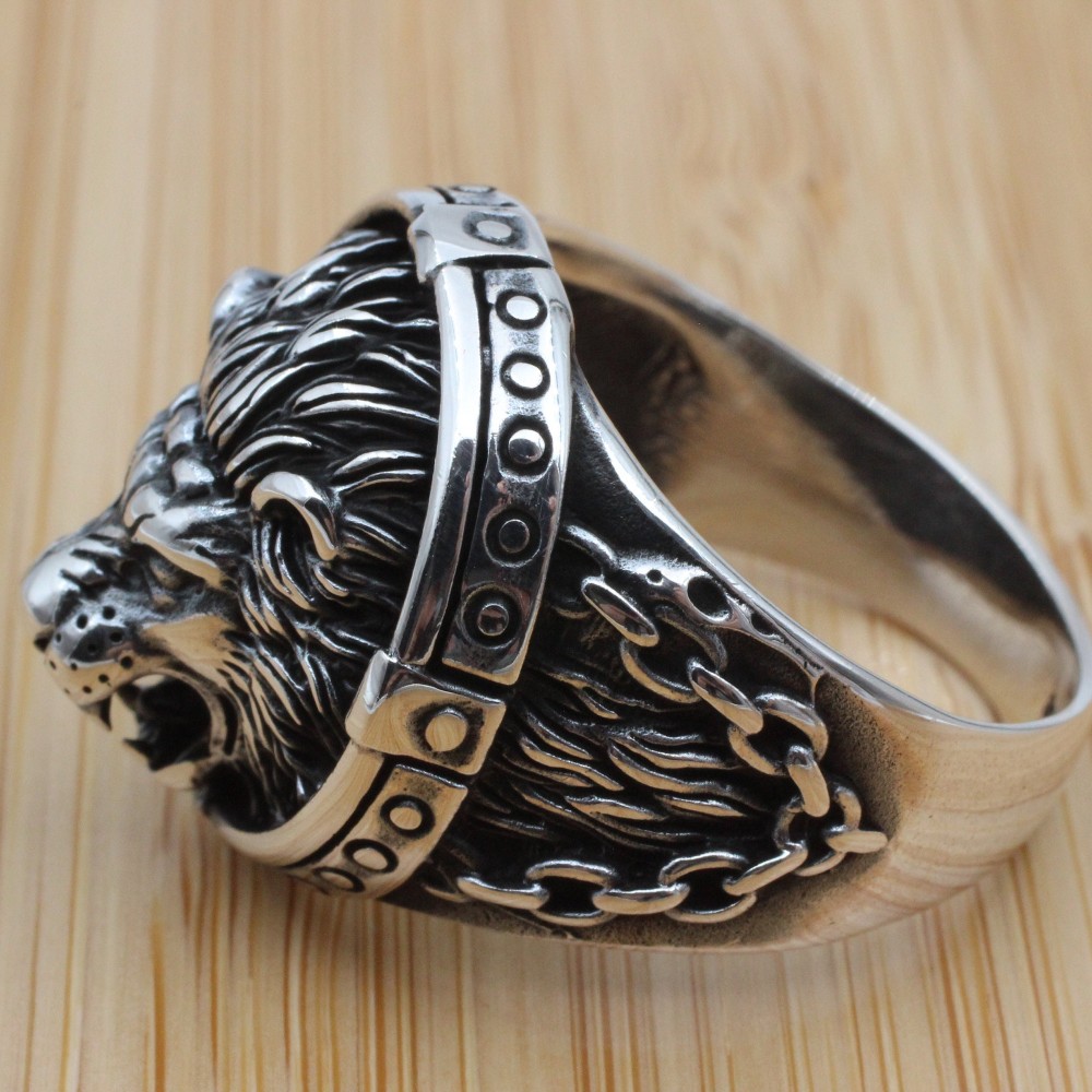 Lion Men's Ring, Turkish Handmade Sterling Silver Ring, Silver Lion Ring, Animal Wrap Ring, Lion Ring, Animal Ring, 925K Sterling Silver