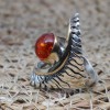 Amber Ladies Ring, Turkish Handmade Ring, Round Stone Ring, Handmade Women's Ring, Ottoman Women's Ring, Ladies Ring, 925 Sterling Silver