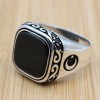 Onyx Ring, Men's Handmade Ring, Turkish Handmade Silver Men's Ring, Star And Crescent, Mens Jewelry, Gift for Him, 925k Sterling Silver Ring