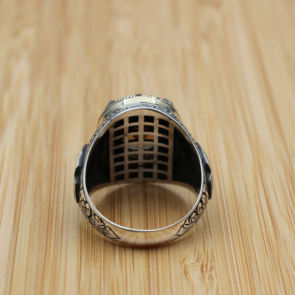 Alexandrite Ring, Men Handmade Ring, Turkish Handmade Silver Mens Ring, Ottoman Ring, Men's Jewelry, Alexandrite, 925k Sterling Silver Ring