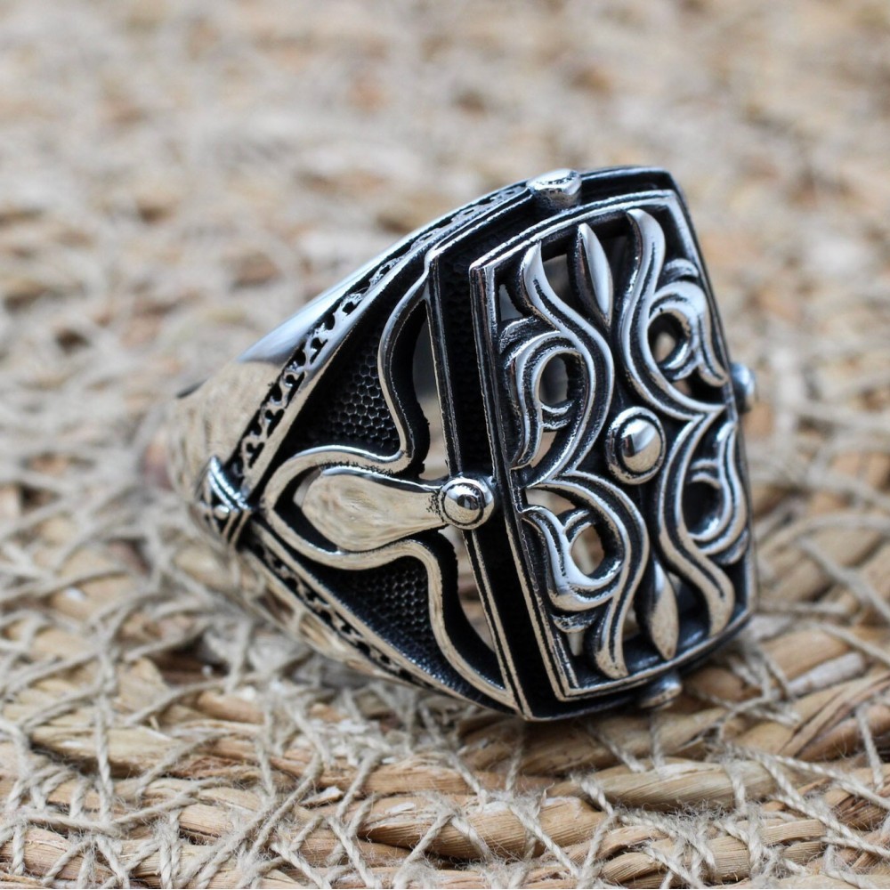 Men's Ring, Turkish Handmade, Silver Men's Ring, Men's Handmade Ring, Ottoman Ring, Men's Jewelry, Gift for Him, 925k Sterling Silver Ring