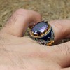 Amethyst Men's Ring, Mens Handmade Ring, Turkish Handmade Silver Men Ring, Ottoman Men Ring, Men Jewelry, Gift for Him, 925k Sterling Silver