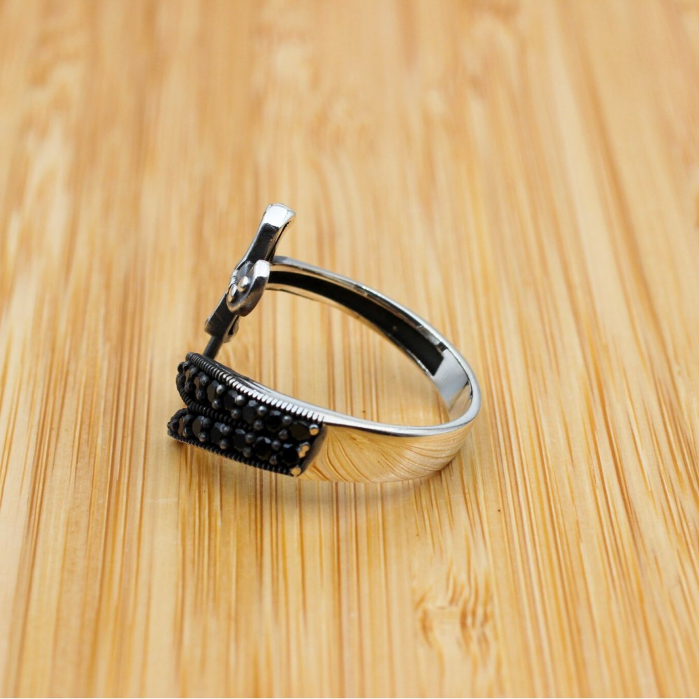 Turkish Handmade Silver Men's Ring, Men's Handmade Ring, Men's Ring, Onyx Men's Ring, Sword Mens Ring, Gift for Him, 925k Sterling Silver,
