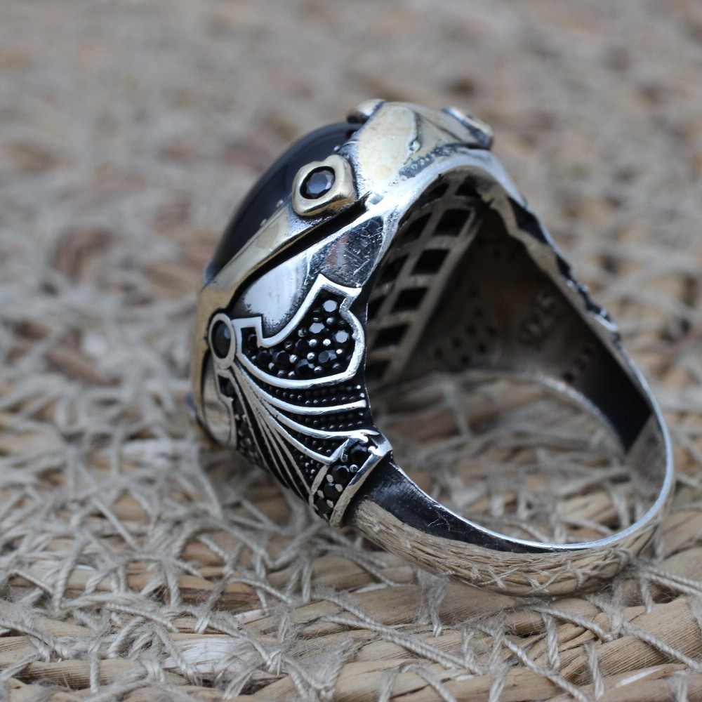 Handmade Men's Ring, Turkish Men's Ring, Oval Stone Ring, Ottoman Ring, Onyx Ring, Men's Jewelry, Gift for Him, 925k Sterling Silver Ring Handmade Men's Ring, Turkish Men's Ring, Oval Stone Ring, Ottoman Ring, Onyx Ring, Men's Jewelry, Gift for Him, 925k Sterling Silver Ring