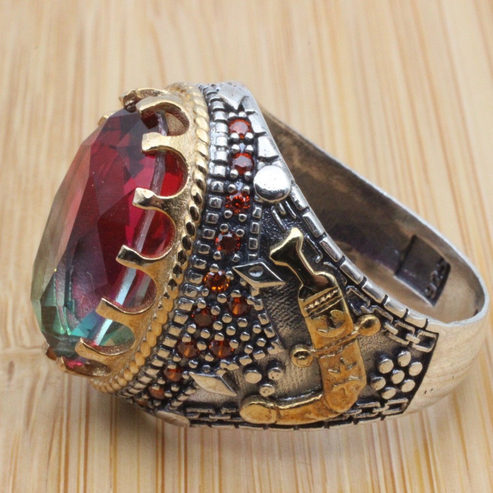 Men's Handmade Ring, Turkish Handmade Men's Ring, Ottoman Men's Ring, Tourmaline Men's Ring, Mens Ring, Gift for Him, 925k Sterling Silver Men's Handmade Ring, Turkish Handmade Men's Ring, Ottoman Men's Ring, Tourmaline Men's Ring, Mens Ring, Gift for Him, 925k Sterling Silver