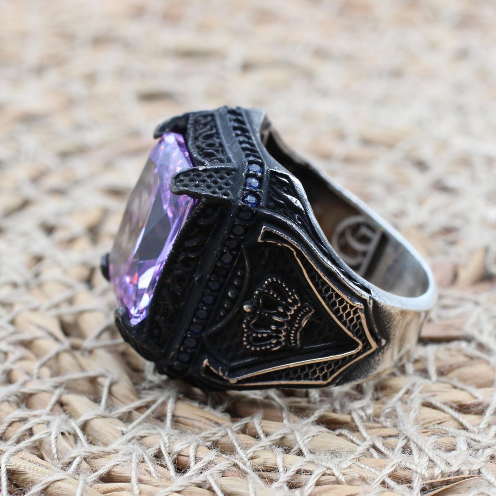 Amethyst Men's Ring, Mens Handmade Ring, Turkish Handmade Silver Men Ring, Ottoman Men Ring, Men Jewelry, Gift for Him, 925k Sterling Silver Amethyst Men's Ring, Mens Handmade Ring, Turkish Handmade Silver Men Ring, Ottoman Men Ring, Men Jewelry, Gift for Him, 925k Sterling Silver