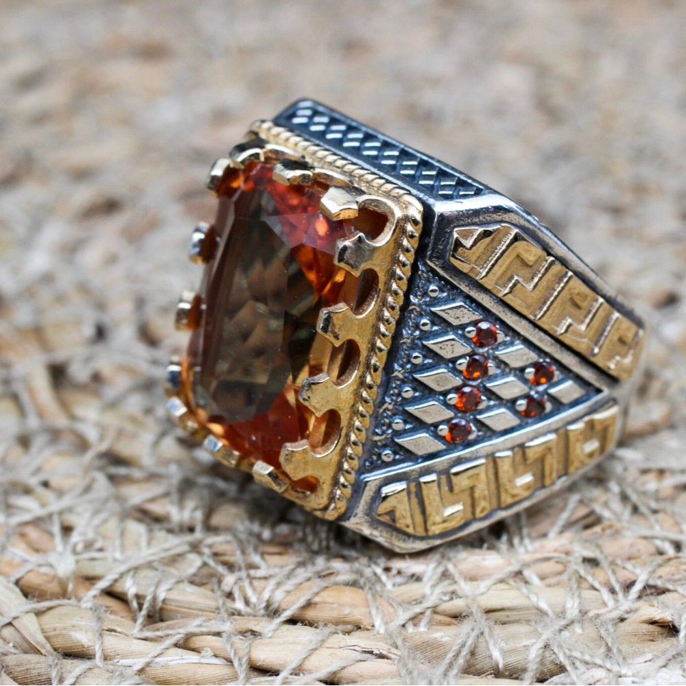 Men's Handmade Ring, Turkish Handmade Silver Men Ring, Ottoman Ring, Alexandrite Ring, Men's Jewelry, Alexandrite, 925k Sterling Silver Ring